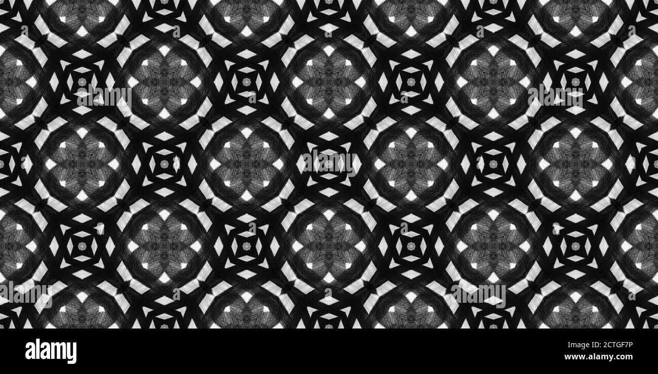 Schwarz-weiße Textil-Elemente nahtlose abstrakte Muster mit real Textur Stockfoto