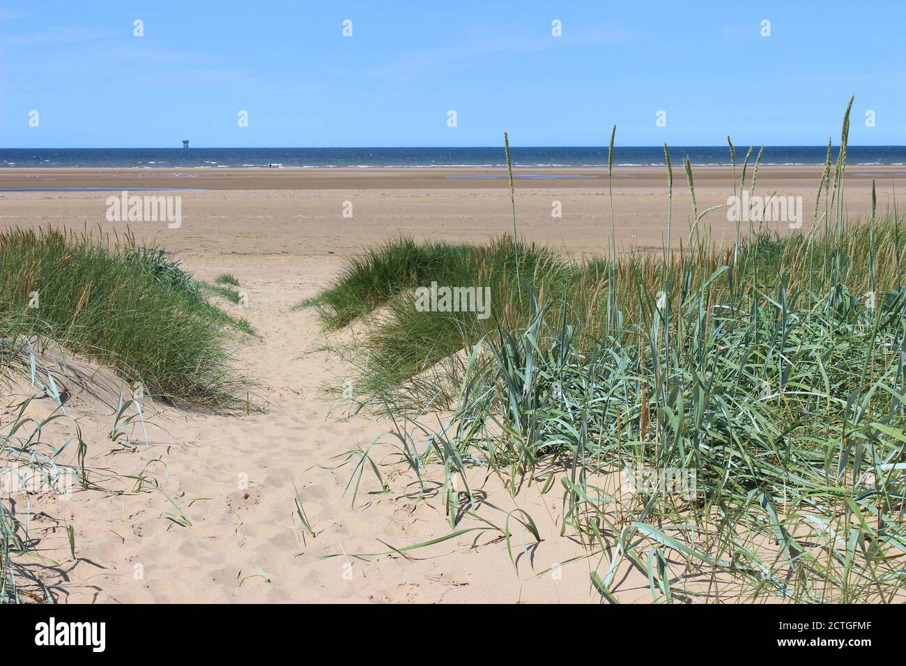 Pfad Zur Ainsdale Beach Sefton Coast. Merseyside, Großbritannien Stockfoto