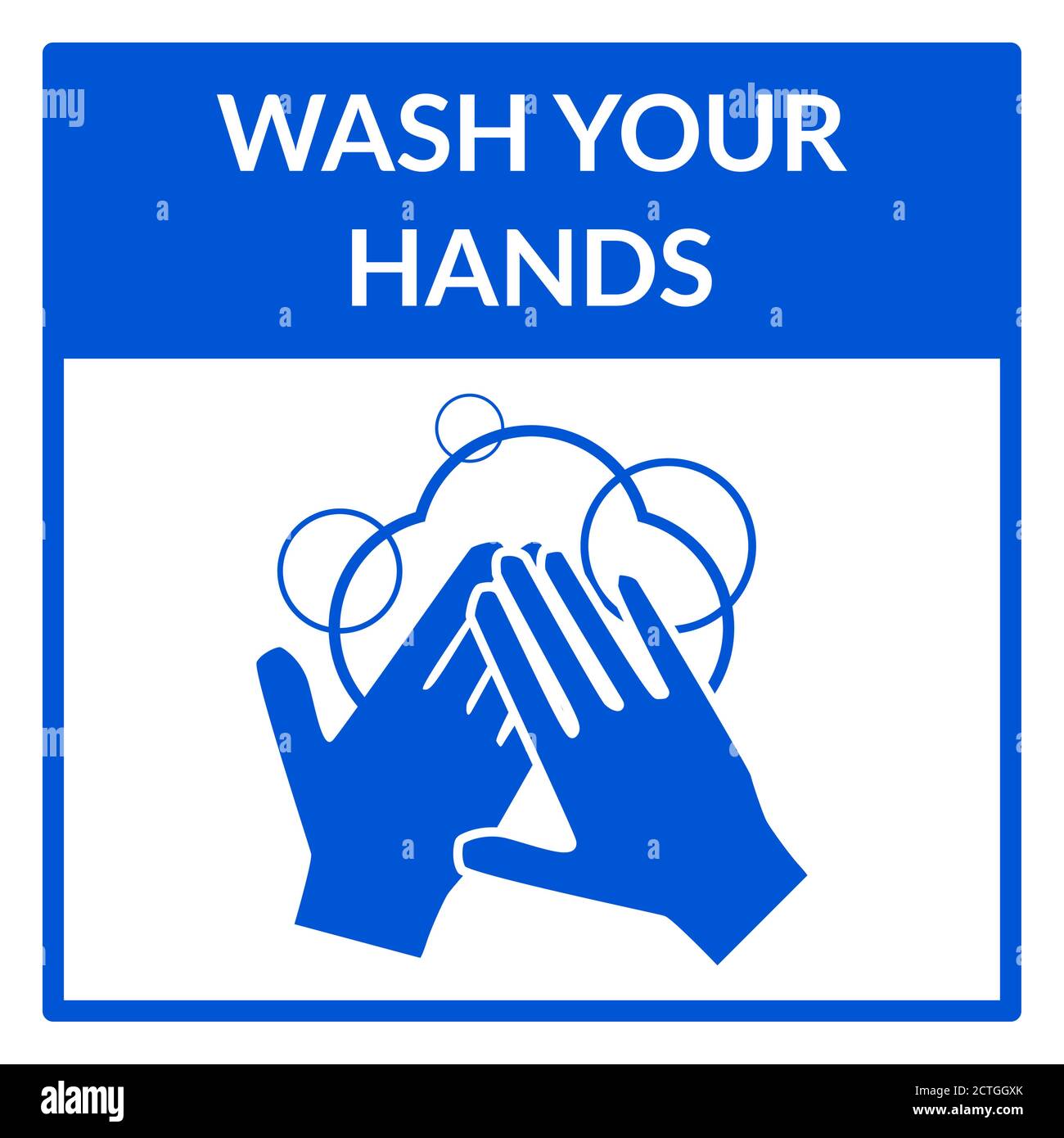 Waschen Sie Ihre Hände Quadratisches Warnschild. Vektorbild. Stock Vektor