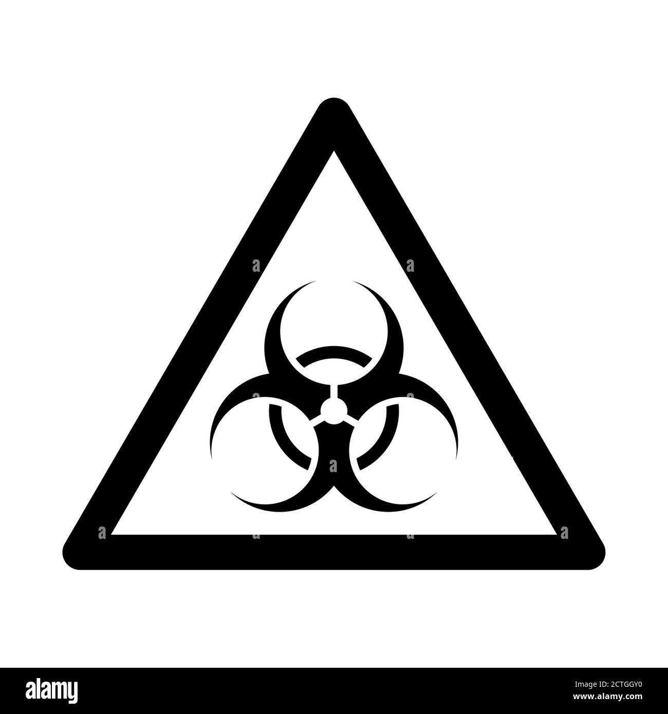 Isoliertes Zeichen für biologische Gefahren oder biologische Gefahren in einem dreieckigen Rahmen. Vektorbild. Stock Vektor