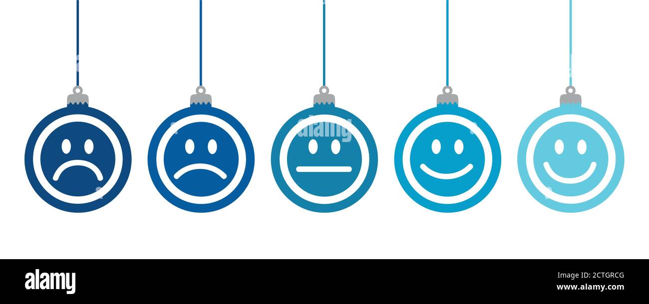 Set Weihnachtskugel mit Bewertung Gesicht Vektor Illustration EPS10 Stock Vektor