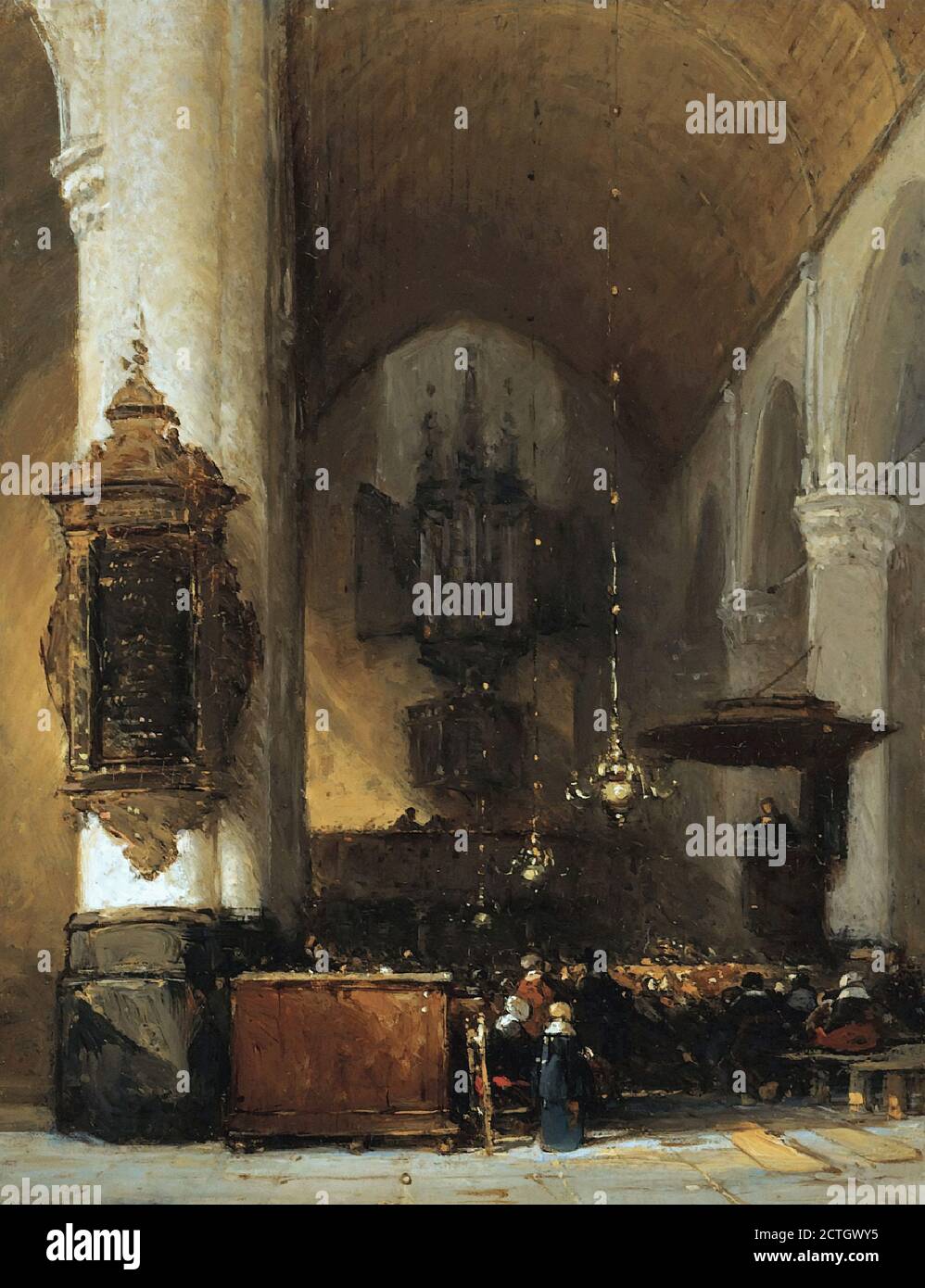 Bosboom Johannes - Interieur Van De Grote Kerk Te Leiden - Holländische Schule - 19. Jahrhundert Stockfoto