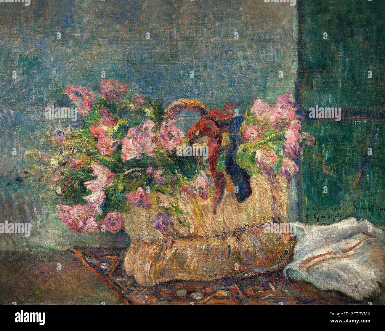 Paul Gauguin 1848-1903. Stillleben mit Centifolia Rosen in einem Korb. 1886. Öl auf Leinwand cm 50 x 63,2. Stockfoto