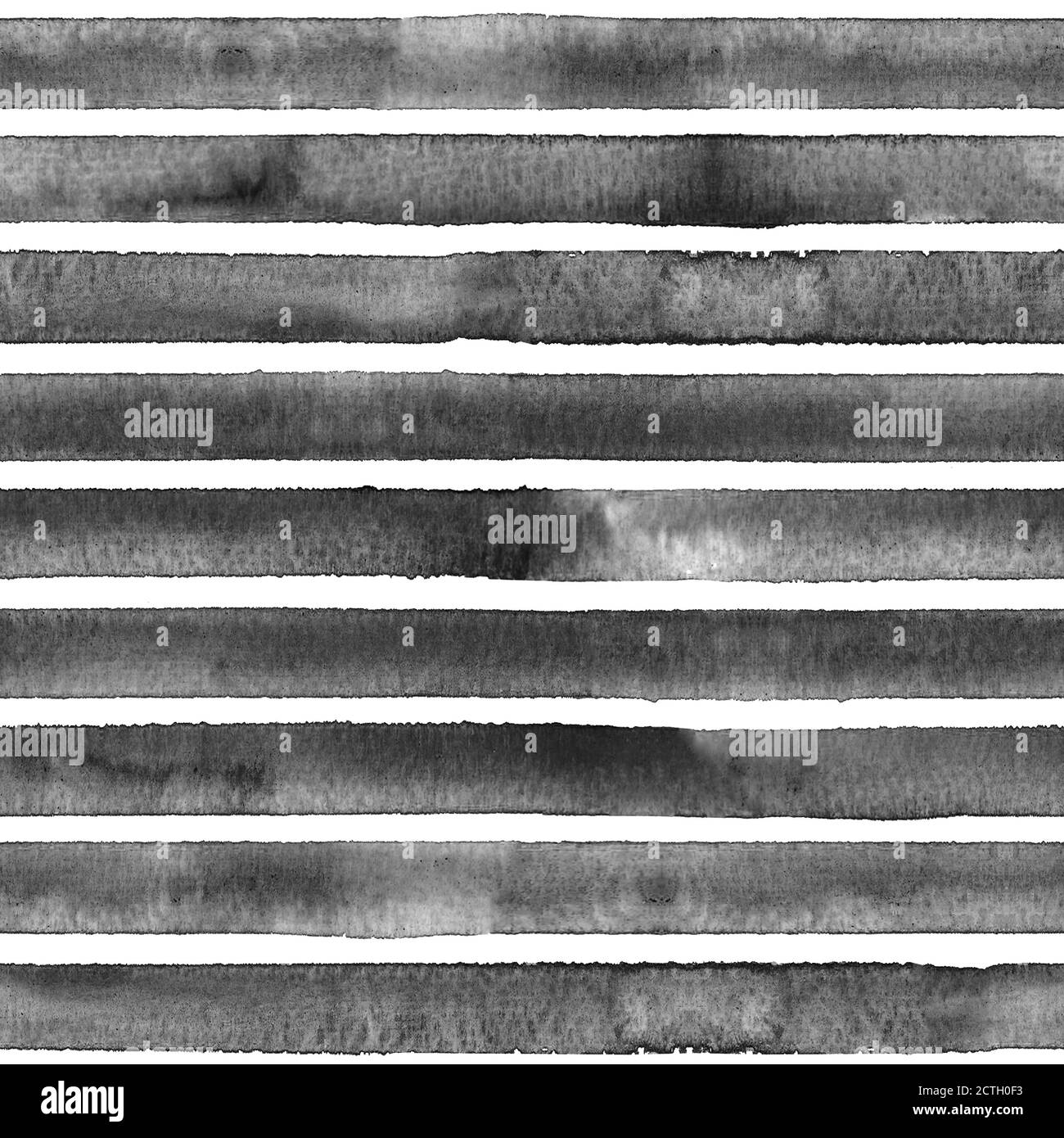 Aquarell Streifen Nahtloses Muster. Schwarze Streifen auf weißem Hintergrund. Aquarell handgezeichnet gestreifte Textur. Druck für Stoffdesign, Textil, Stoff Stockfoto