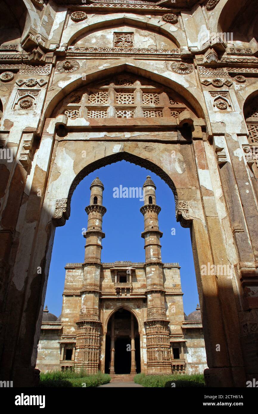 Jami Moschee (Jama Masjid), Champaner-Pavagadh Archäologischer Park, UNESCO-Weltkulturerbe Stockfoto