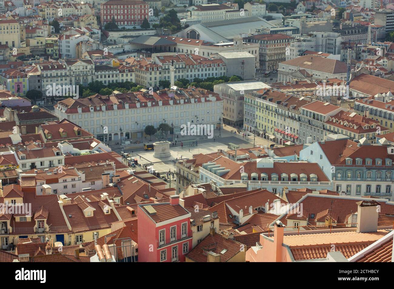 Lissabon, Portugal - 11. September 2020: Plaza de Figueira, eine der bekanntesten Gegenden der portugiesischen Stadt. Stockfoto