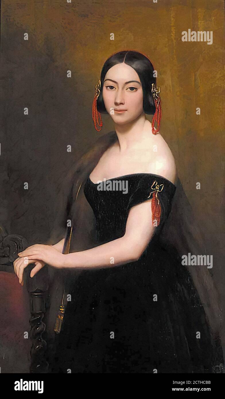Scheffer Ary - Portrait of a Lady 2 - Niederländisch Schule - 19. Jahrhundert Stockfoto
