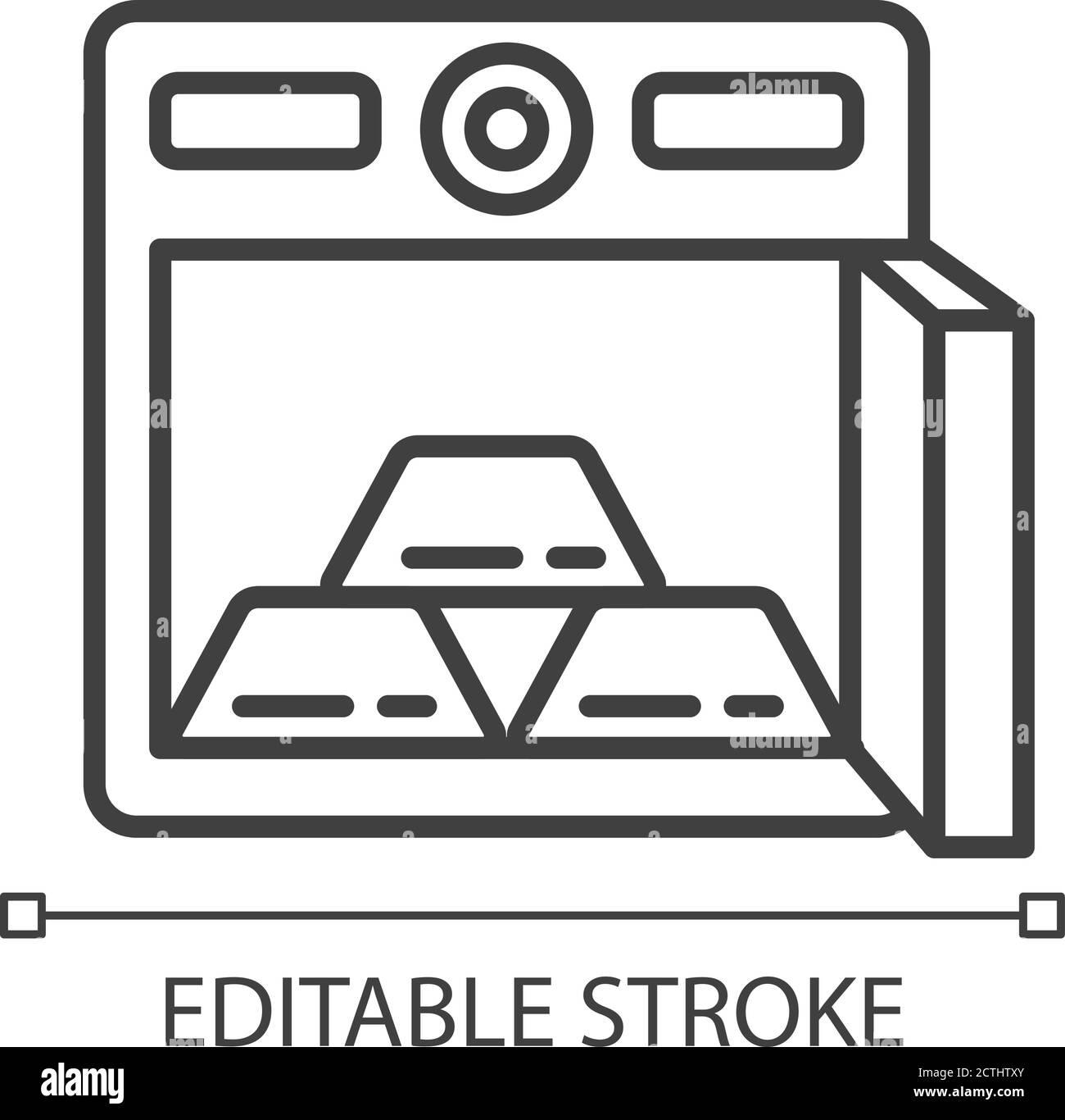 Goldbarren in sicheren linearen Symbol Stock Vektor