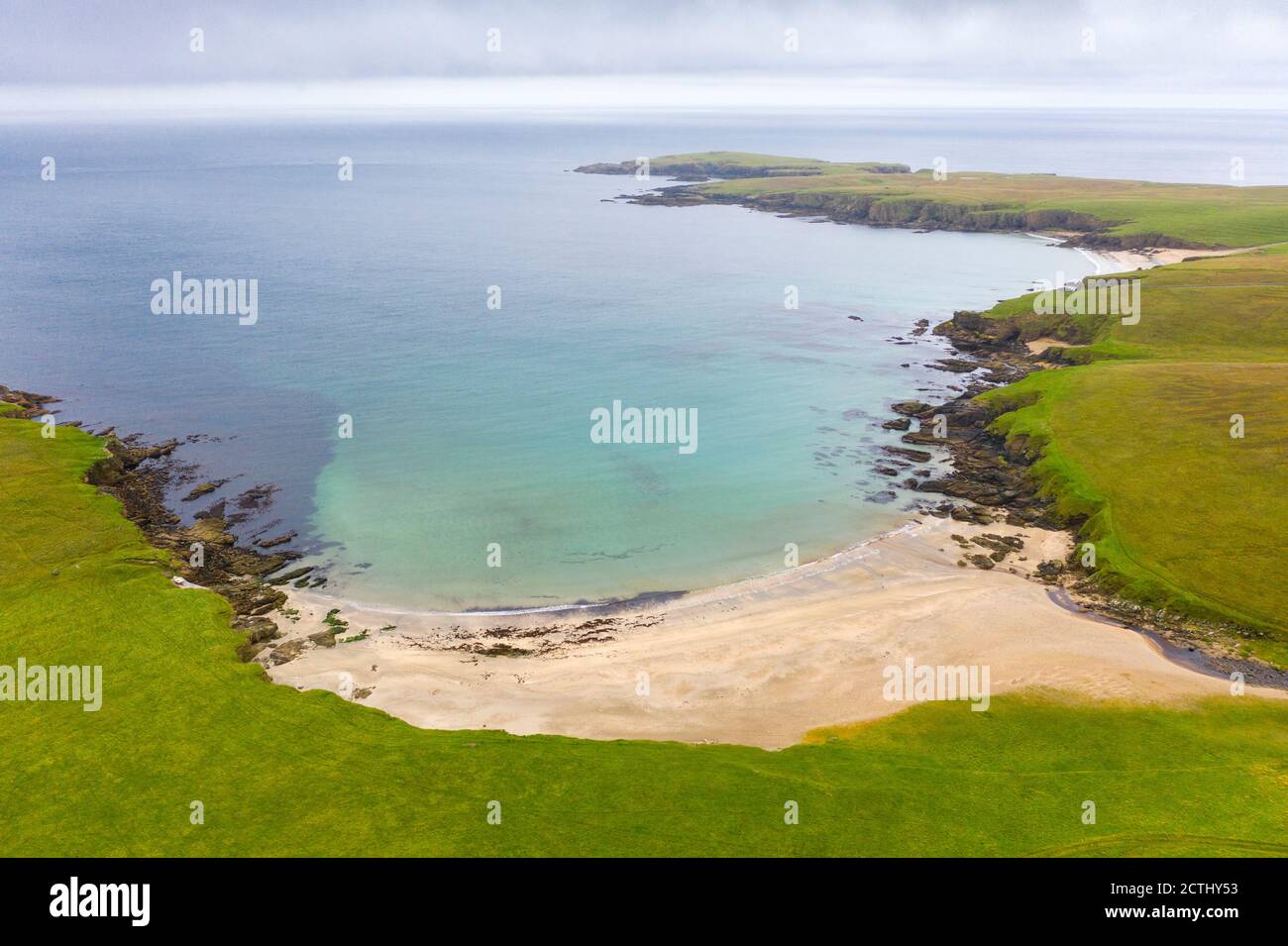 Blick auf Skaw Beach auf der Insel Unst auf Shetland, Schottland, Großbritannien Stockfoto