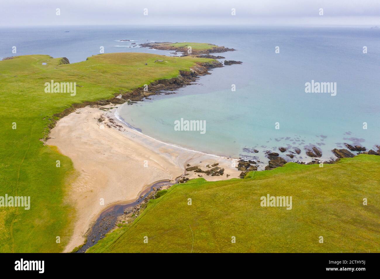 Blick auf Skaw Beach auf der Insel Unst auf Shetland, Schottland, Großbritannien Stockfoto