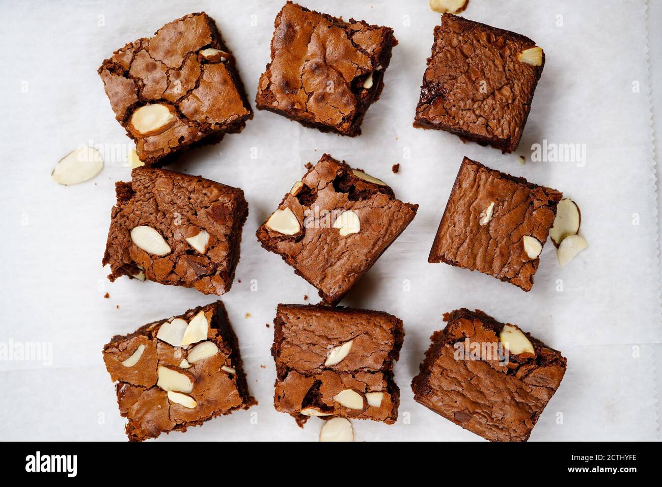 Glutenfreie Schokolade Fudge Brownies, selektive Fokus Stockfoto