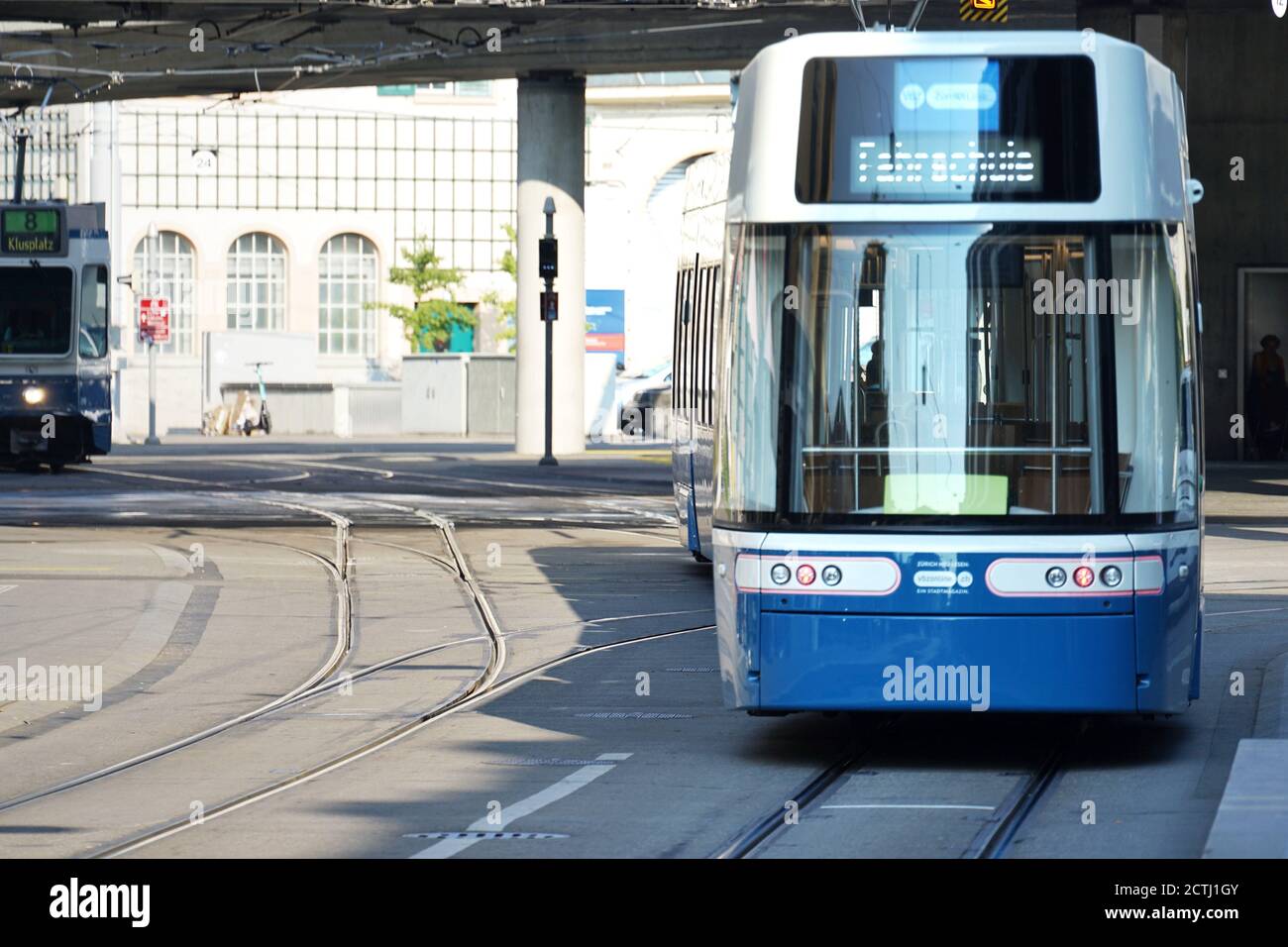 TRAM ZÜRICH - Schweizer Strassenbahn Zürich VBZ Tram Stockfoto