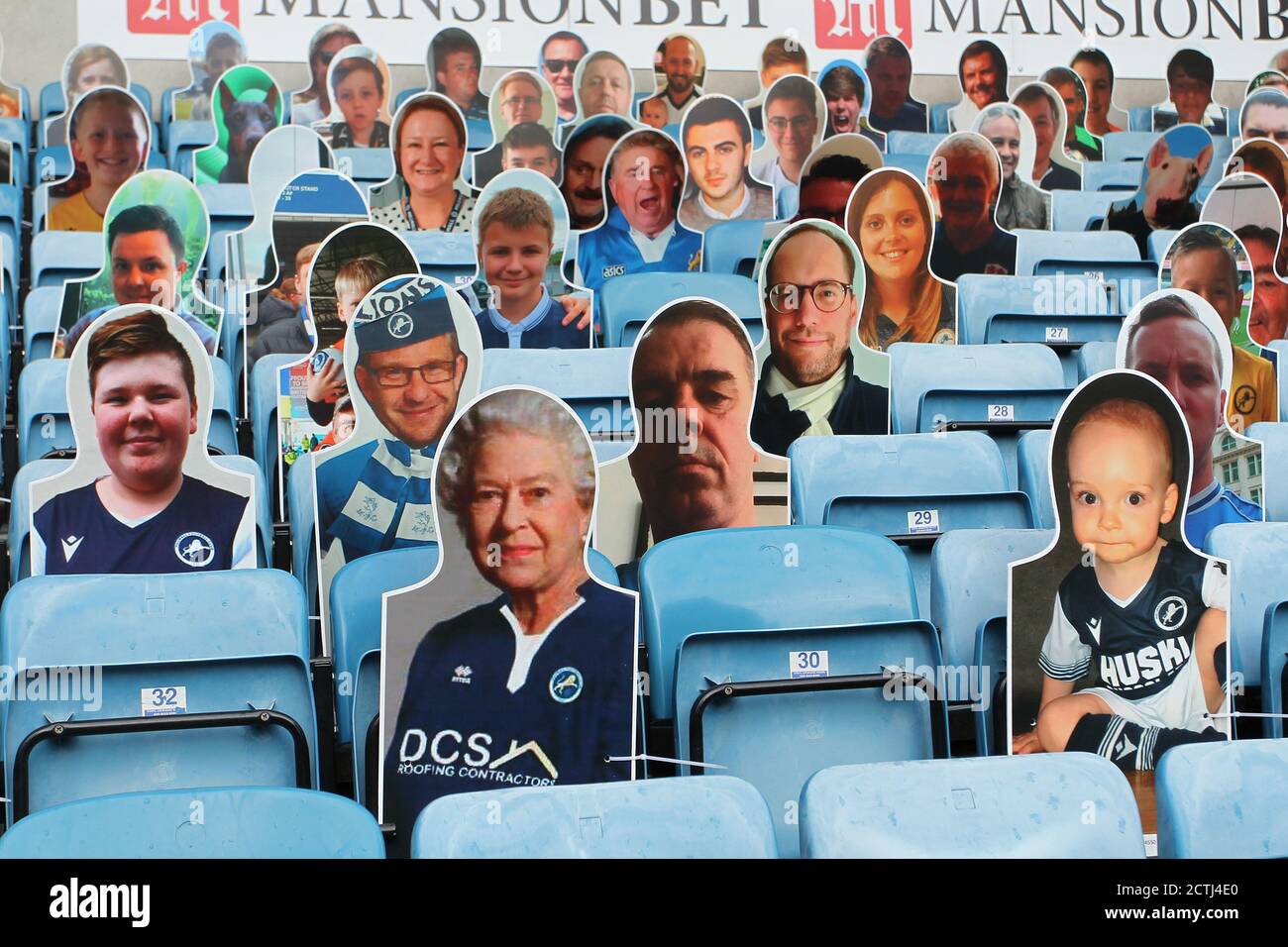 London, Großbritannien. 23. Sep, 2020. Während des Carabao Cup 3. Runde Spiel zwischen Millwall und Burnley spielte hinter verschlossenen Türen in The Den, London, England am 23. September 2020. Foto von Carlton Myrie/Prime Media Images. Kredit: Prime Media Images/Alamy Live Nachrichten Stockfoto