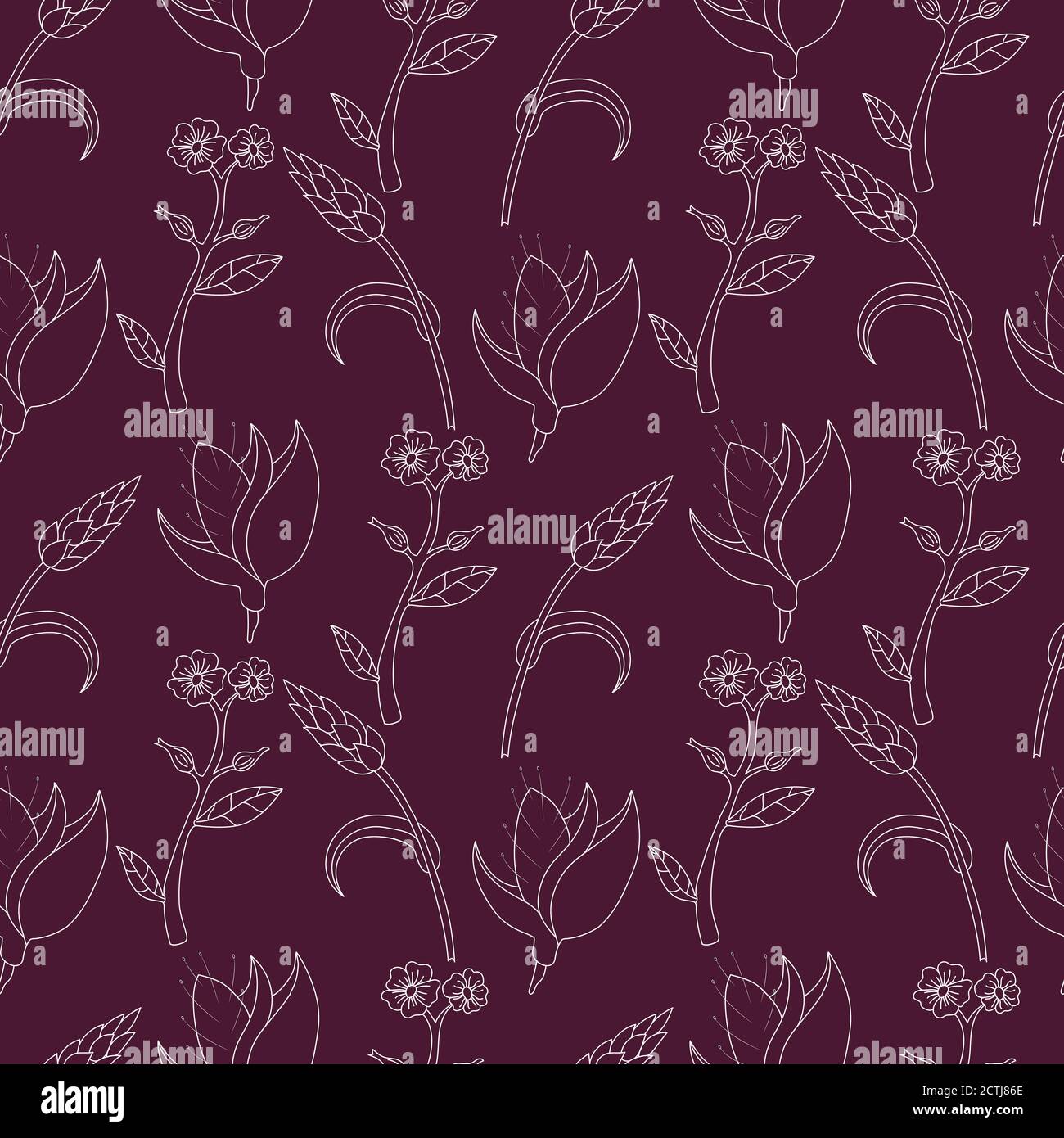 Handgezeichnete florale nahtlose Muster Umriss Stock Vektor
