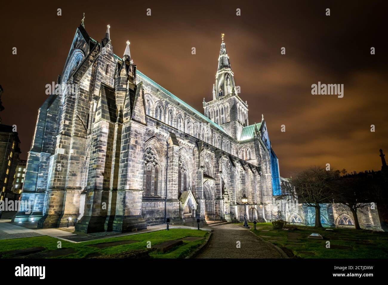 Glasgow Dom bei Nacht Stockfoto