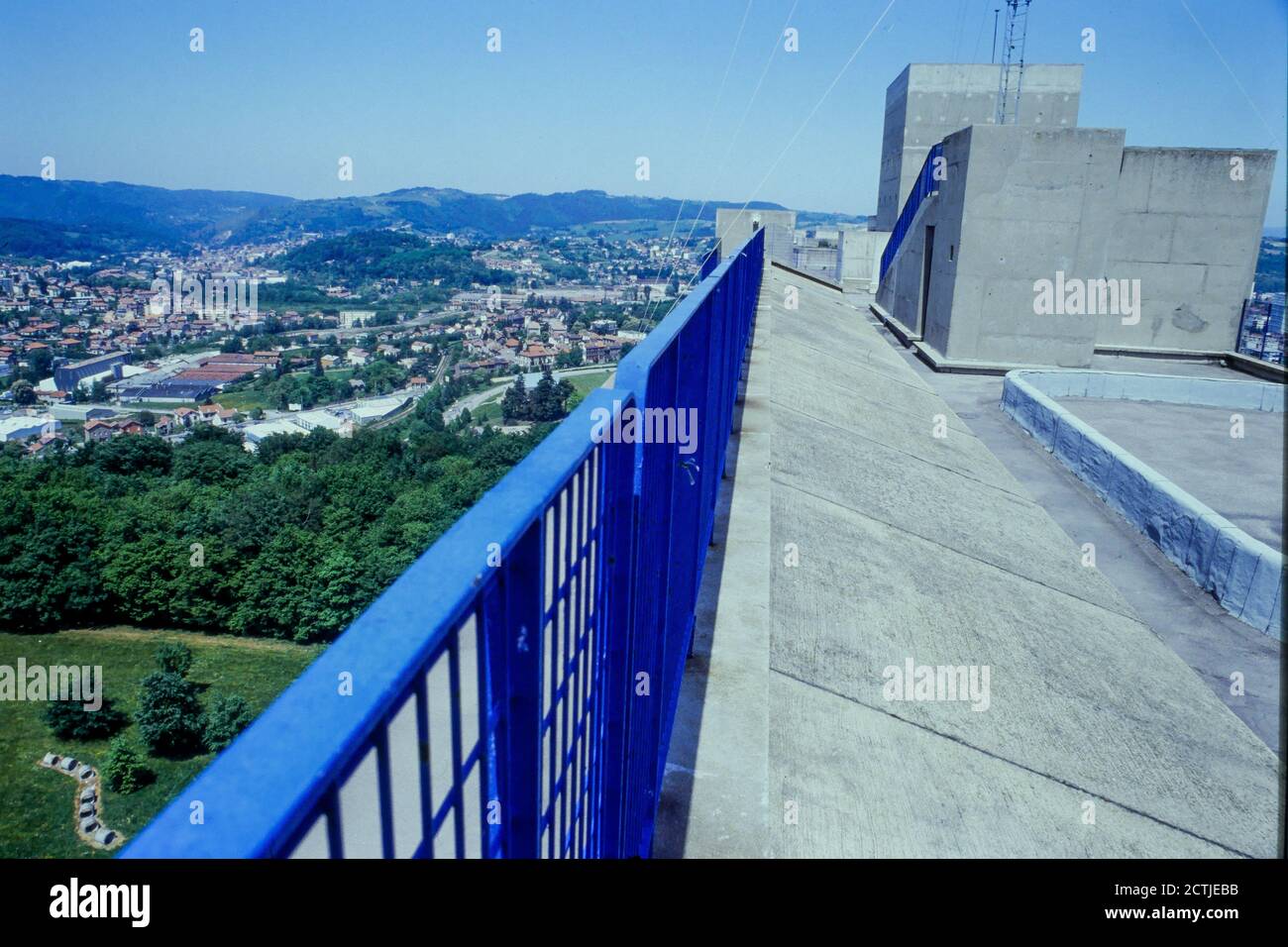 Auf dem Dach der Firminy Vert Wohneinheit, Le Corbusier Gebäude, Firminy, Loire, Frankreich Stockfoto