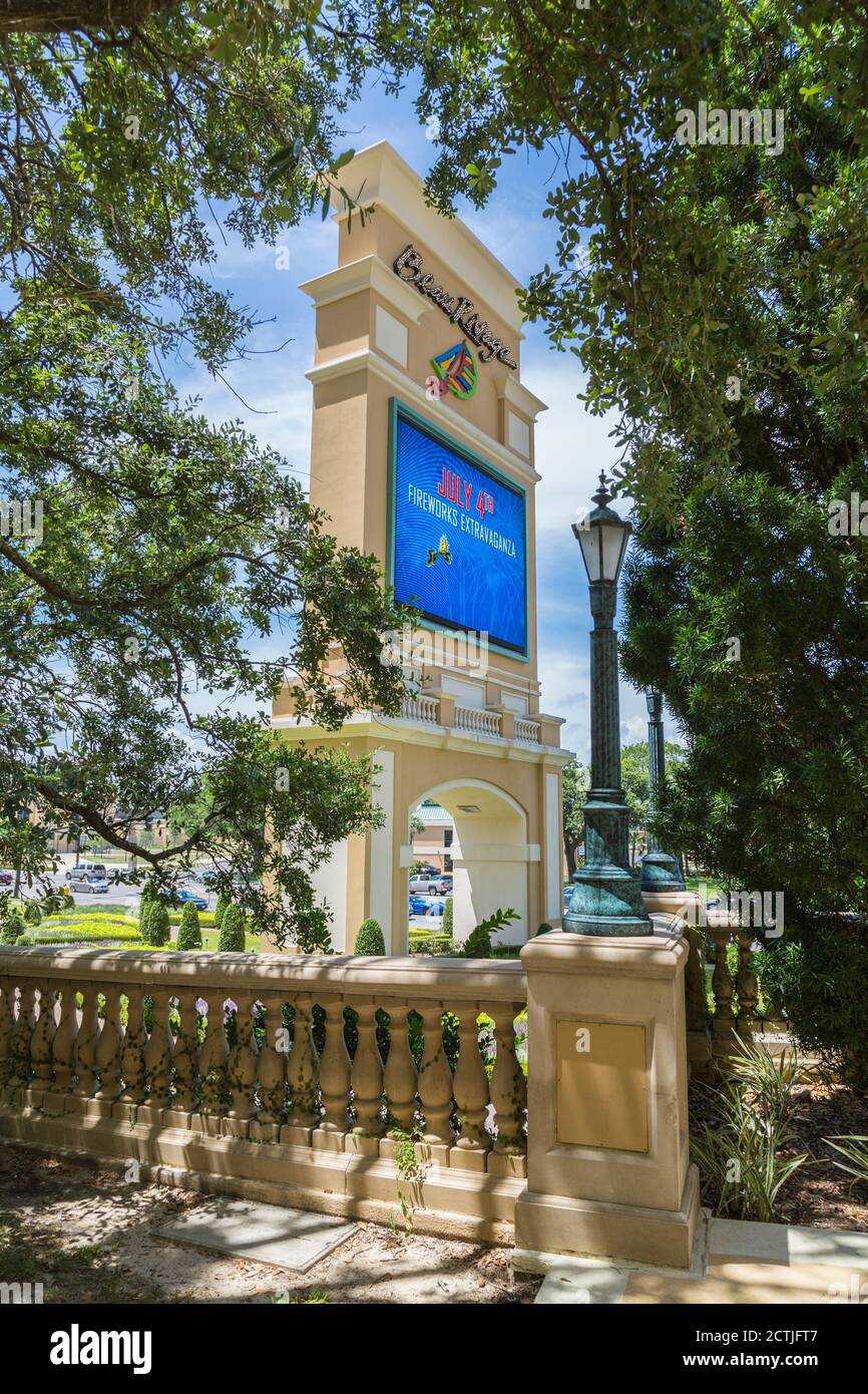 Schild vor dem Beau Rivage Hotel und Casino in Biloxi, Mississippi Stockfoto