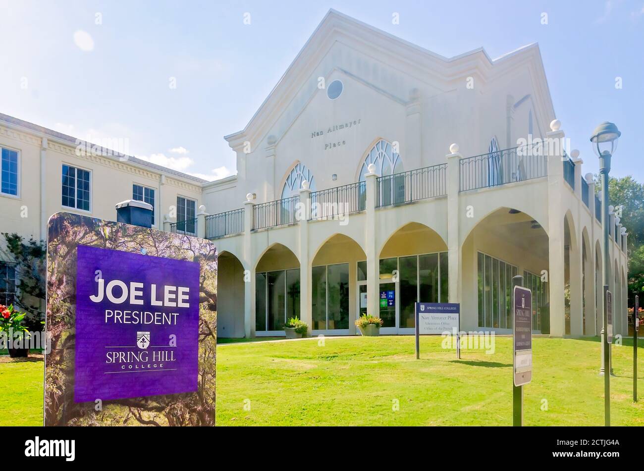 Nan Altmayer Ort, die Häuser der Zulassungsstelle und Präsident Joe Lee Büro, ist im Bild Spring Hill College, 22. August 2020, in Mobile, EIN Stockfoto