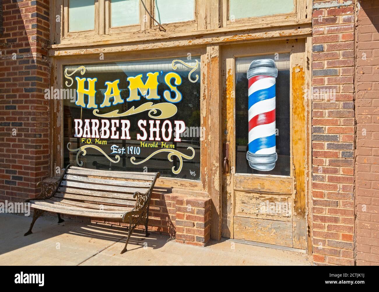Texas, Hall County, Türkei, Innenstadt, Ham's Barber Shop Stockfoto