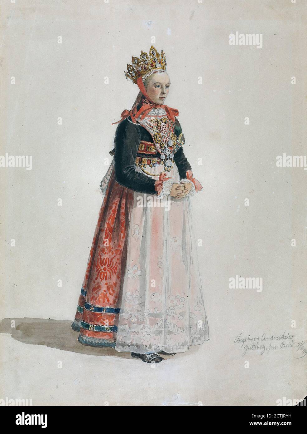 Tidemand Adolph - Ingeborg Andresdatter Gulsvik Som Brud - Norwegisch Schule - 19. Jahrhundert Stockfoto