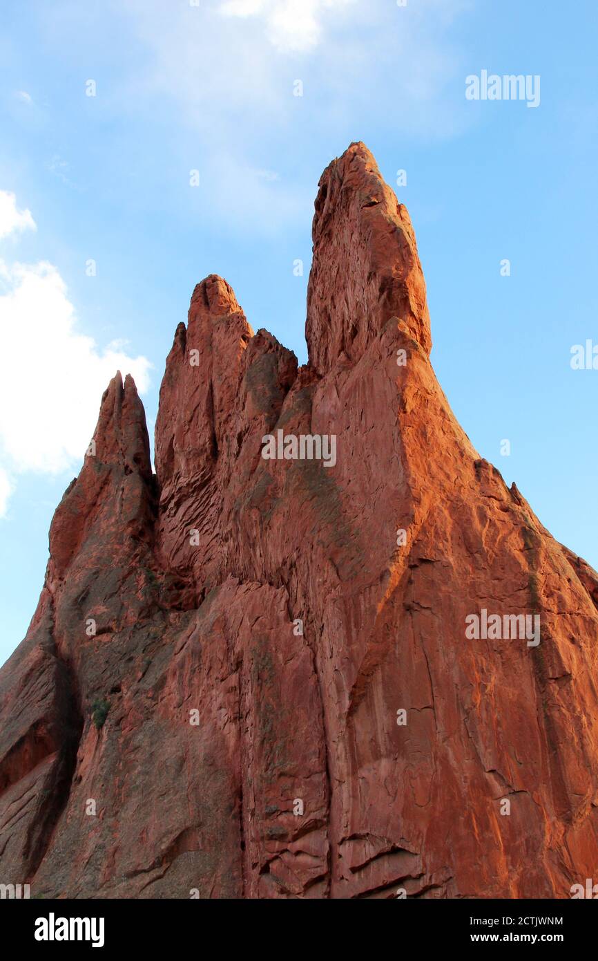 Detail der roten Felsspitzen im Garten der Götter, Colorado. Stockfoto