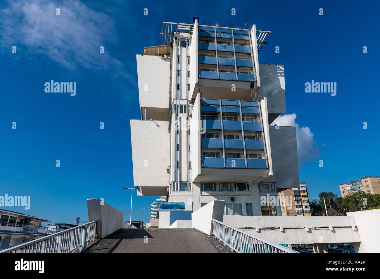 Russland, Rostov-on-Don, Balkone des Wohnhauses Stockfoto