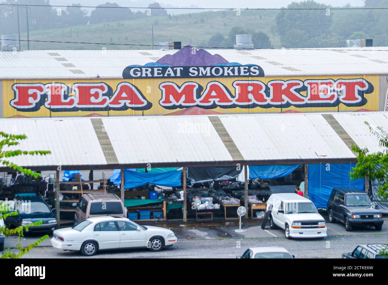 Tennessee Sevierville, Great Smokies Smoky Mountain Flea Market, Marktplatz-Einkaufshändler Stände Verkäufer, Vordereingang Stockfoto
