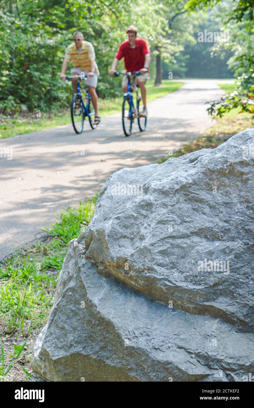 Huntsville Alabama, Land Trust Fahrrad- und Wanderwege, Fahrradfahrer Fahrrad-Fahrer Fahrräder, natürliche Landschaft Stockfoto