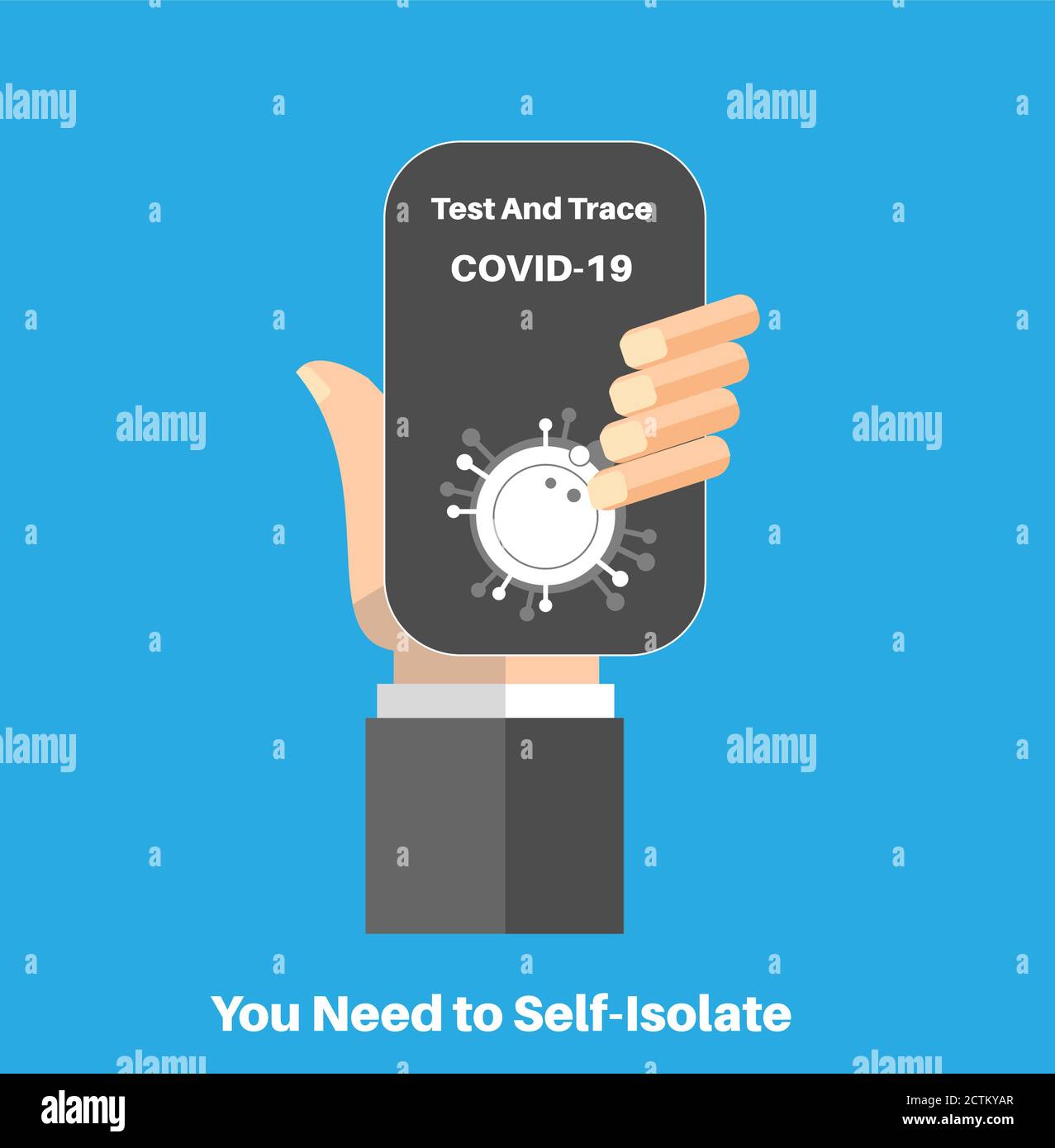 Covid-19 Test- und Trace-App, die Sie benötigen, um Vektor selbst zu isolieren Abbildung Stock Vektor