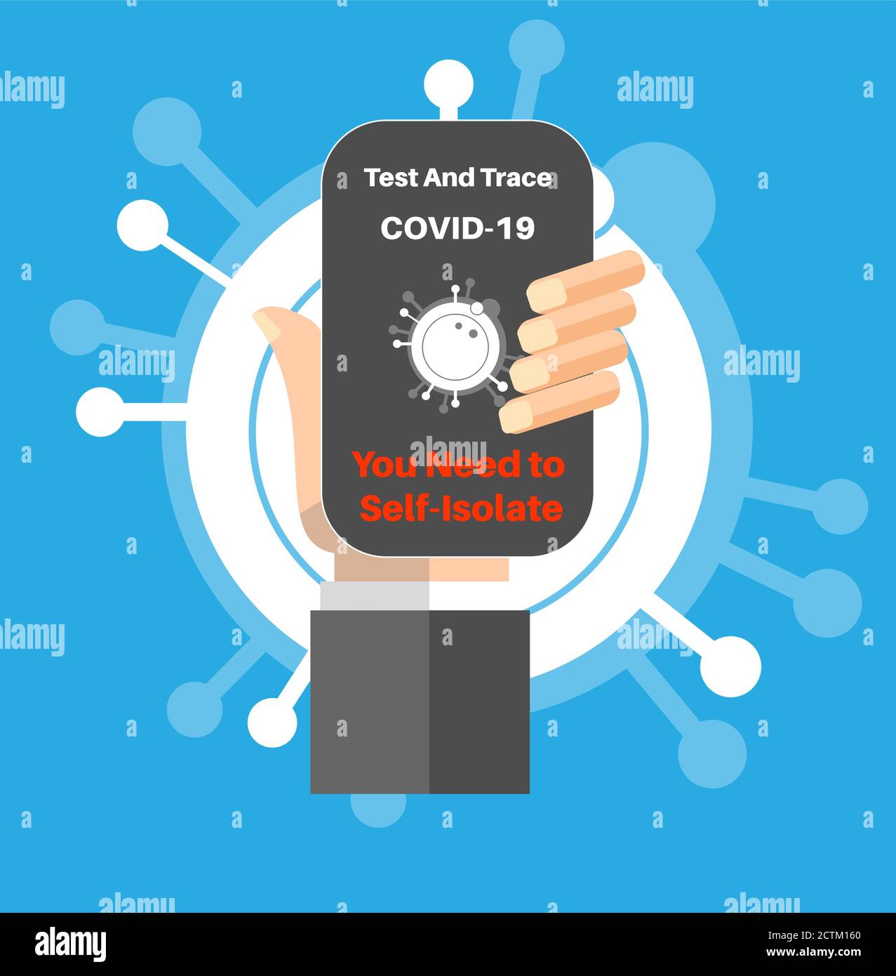 Covid-19 Test- und Trace-App, die Sie benötigen, um Vektor selbst zu isolieren Abbildung Stock Vektor