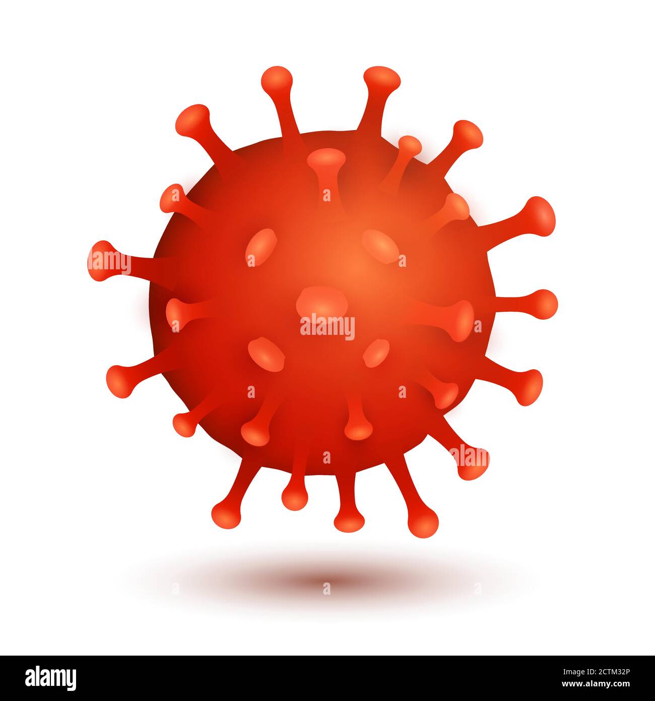 Coronavirus-Bakterienmodell isoliert auf weißem Hintergrund. Covid-19 epidemische Infektionskrankheit. Zelluläre Infektion. Realistische Virus für Ihre medizinische PR Stock Vektor