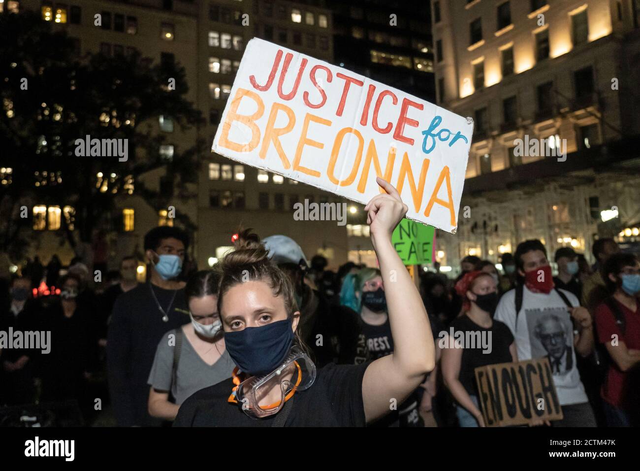 NEW YORK, NY - SEP. 23, 2020: Eine Demonstration, um Gerechtigkeit für den Tod von Breonna Taylor nach Kentucky Grand Jury Mangel an Anklage zu fordern. Stockfoto