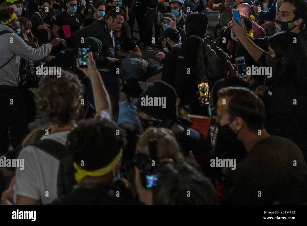 NEW YORK, NY - SEP. 23, 2020: Eine Demonstration, um Gerechtigkeit für den Tod von Breonna Taylor nach Kentucky Grand Jury Mangel an Anklage zu fordern. Stockfoto