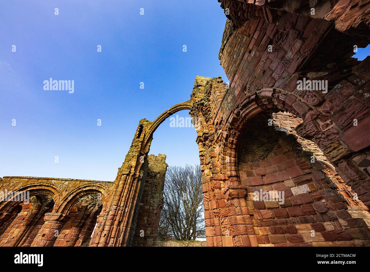 Ruinen von Lindisfarne Priory, Holy Island, England Stockfoto