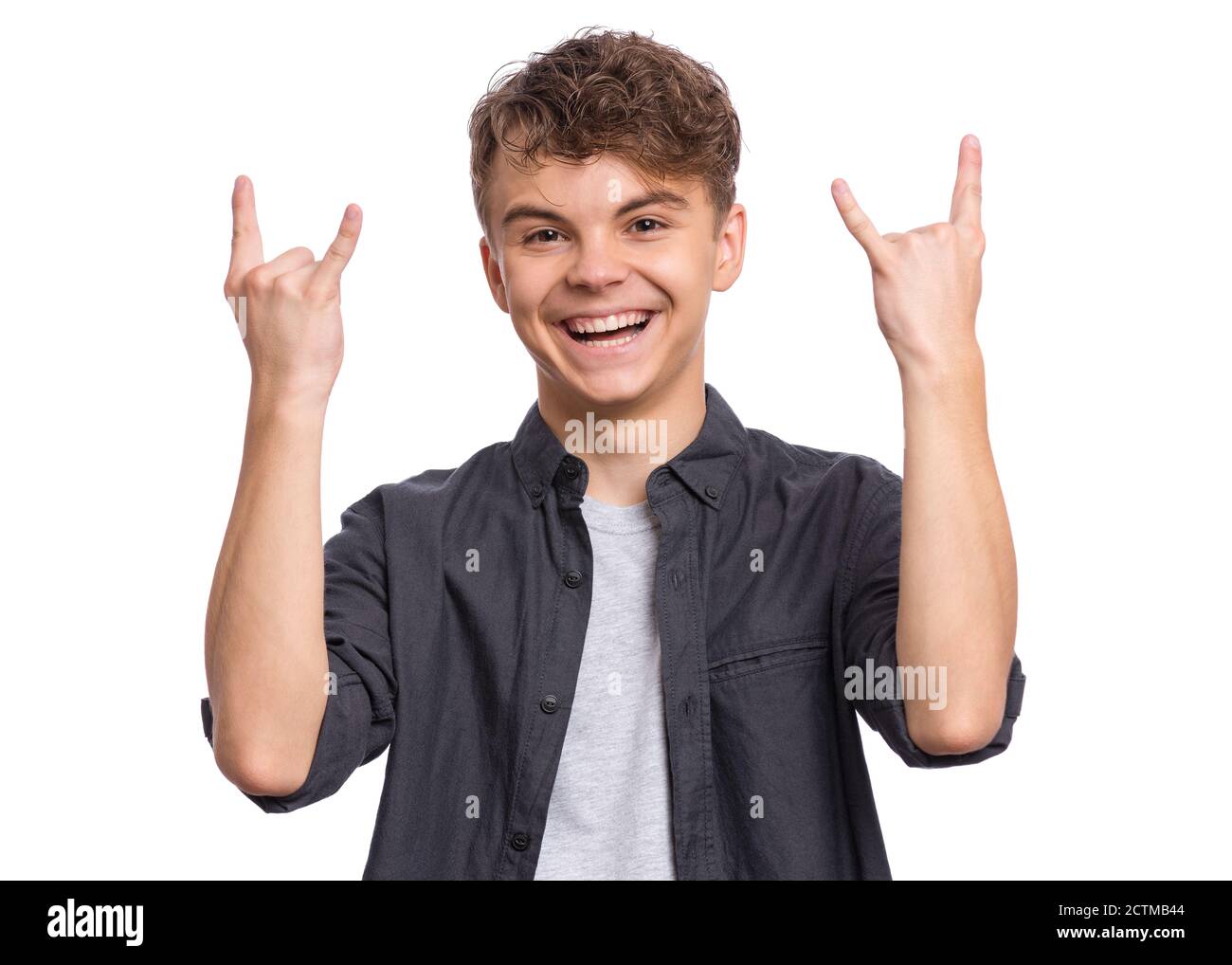 Cool Teenage Boy Hand Sign Stockfotos und -bilder Kaufen - Alamy