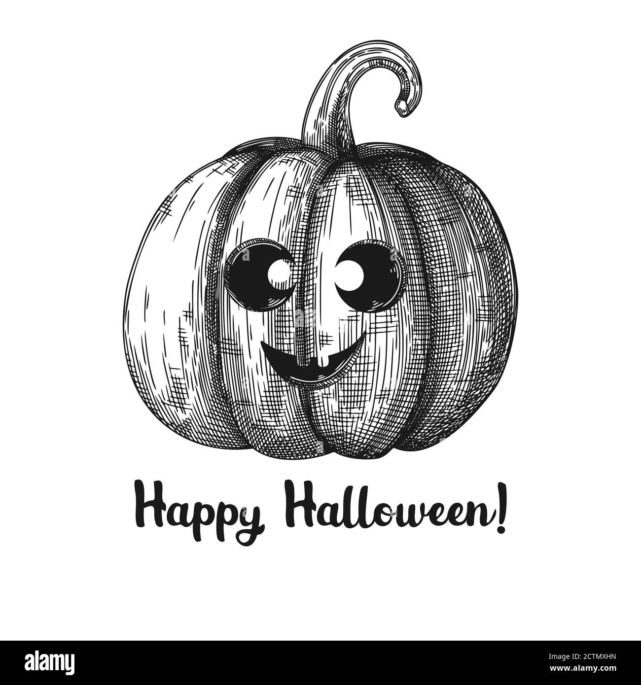 Kürbis mit einem lächelnden Gesicht. Halloween Kürbis. Frohe Halloween. Vektorgrafik. Stock Vektor