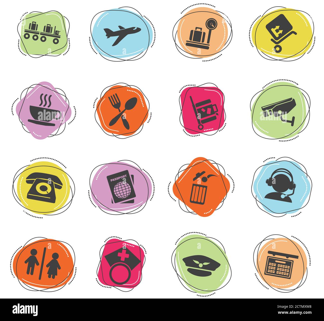 Flughafen-Icon-set Stock Vektor
