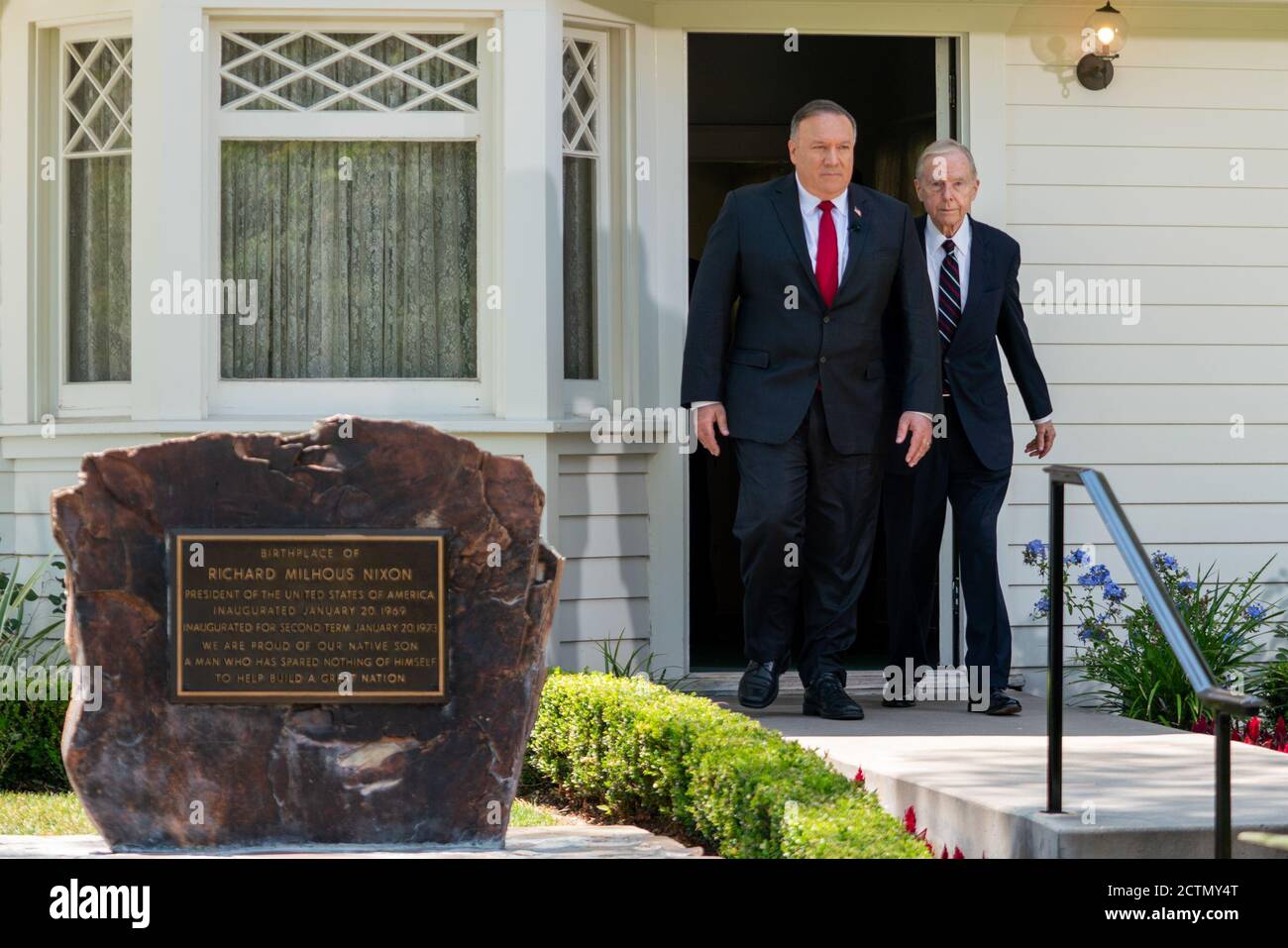 Sekretär Pompeo besucht den Geburtsort von Richard Milhous Nixon. Staatssekretär Michael R. Pompeo besucht am 23. Juli 2020 den Geburtsort von Richard Milhous Nixon in Yorba Linda, Kalifornien. Stockfoto