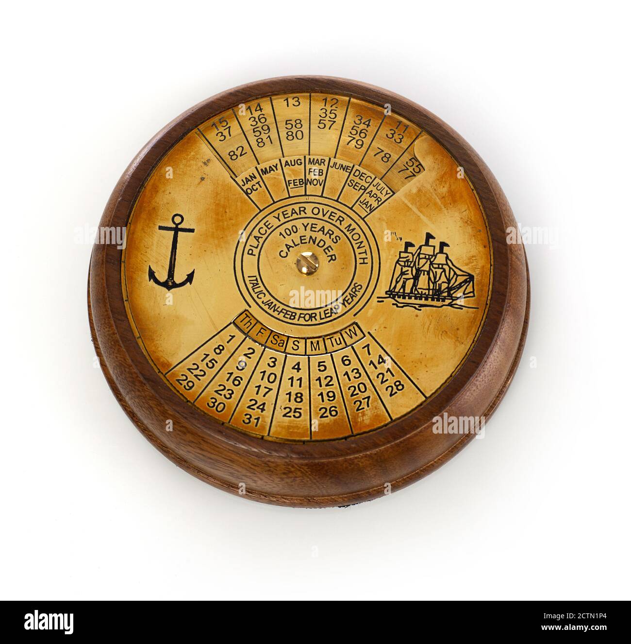 Alter Bootskalender isoliert auf Weiß Stockfoto Alter Bootskalender isoliert auf Weiß Stockfoto