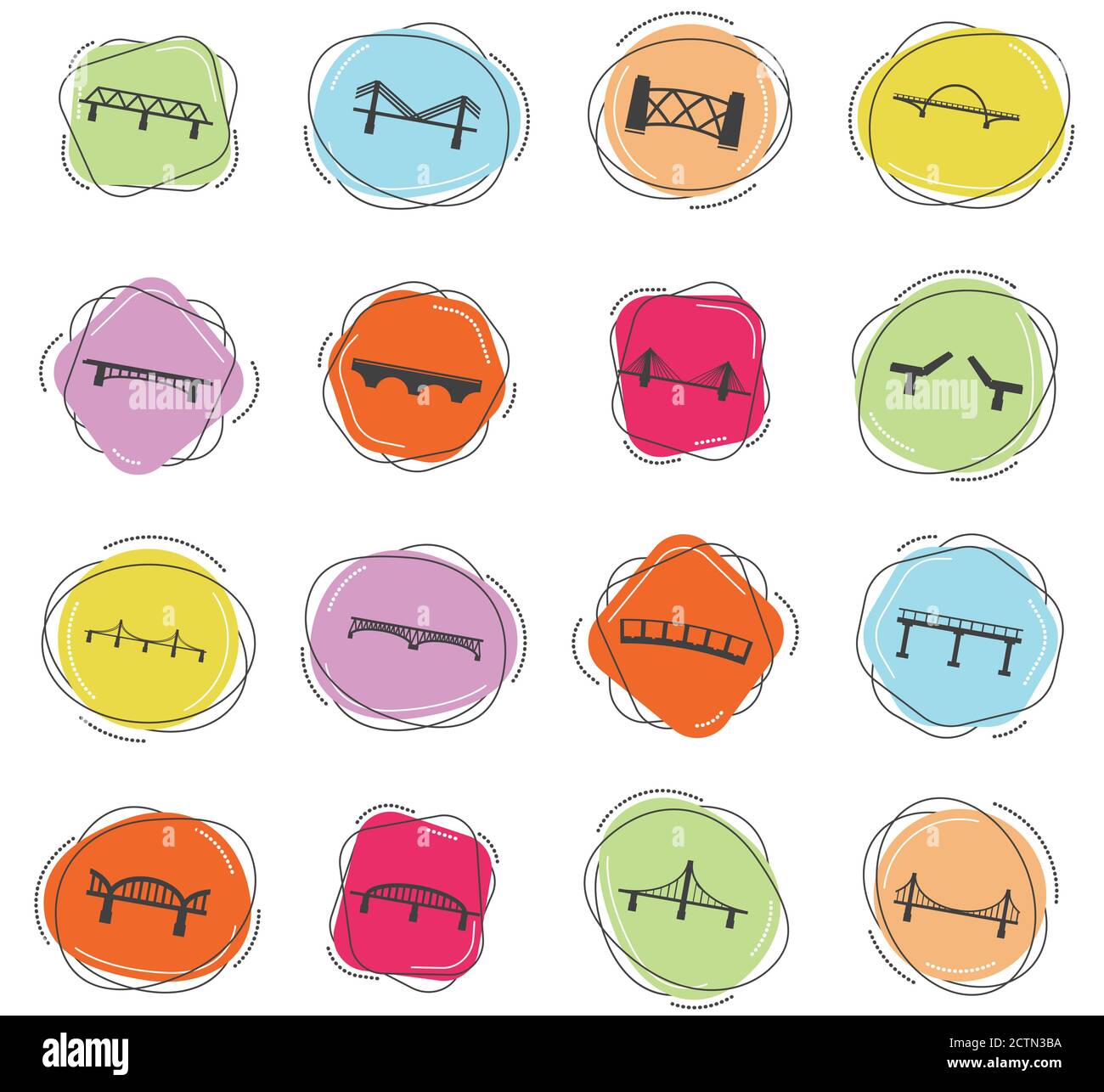 Brücken Icons set Stock Vektor