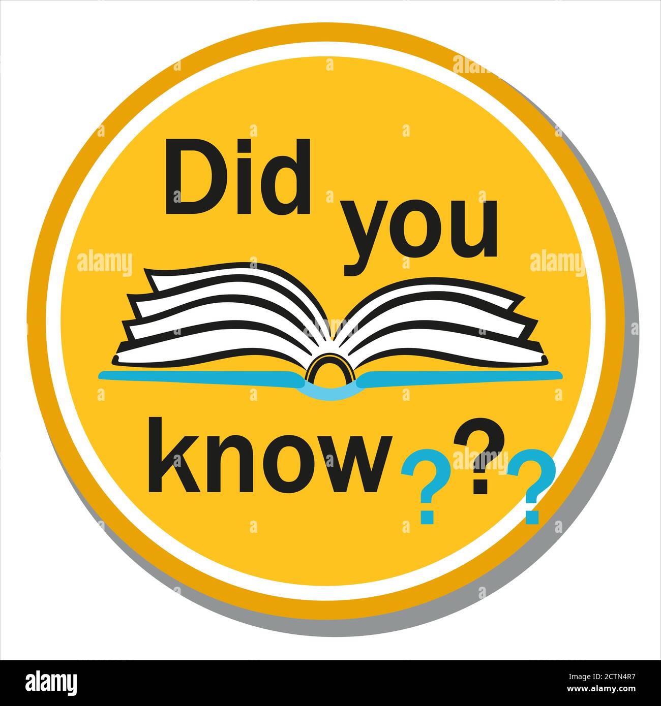 Wussten Sie schon, Vektor-Symbol. Interessantes Faktum-Symbol. Buch mit Text Frage rund Zeichen. Ankündigung Nachrichten, Erklärung wichtige Informationen, Beratung geben Stock Vektor