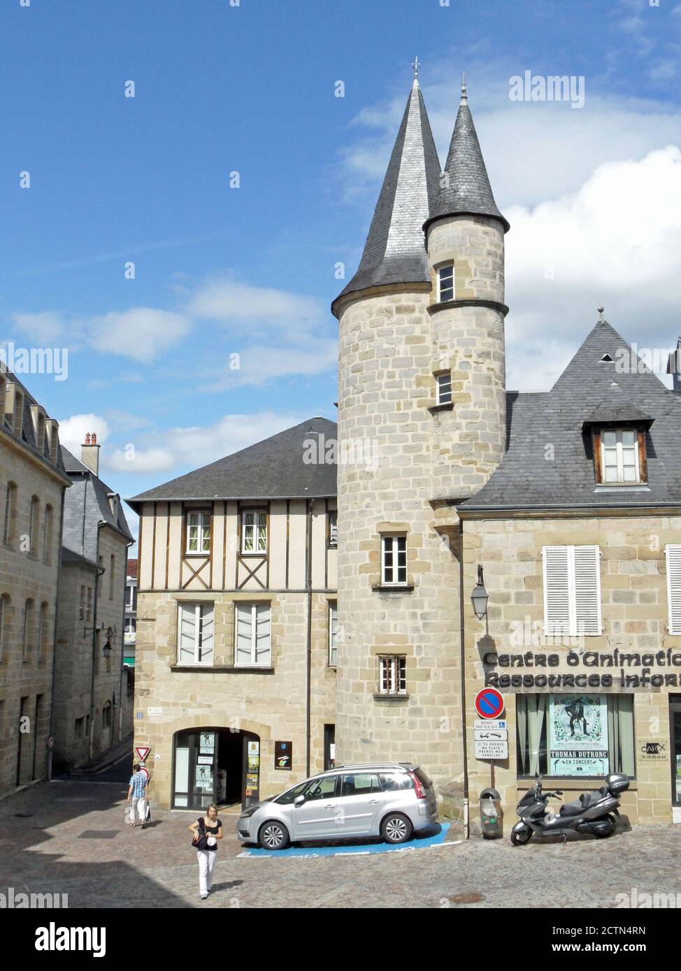 Brive-la-Gaillarde in Frankreich: Die Türme von La maison Treilhard in der Rue Charles Teyssier Stockfoto