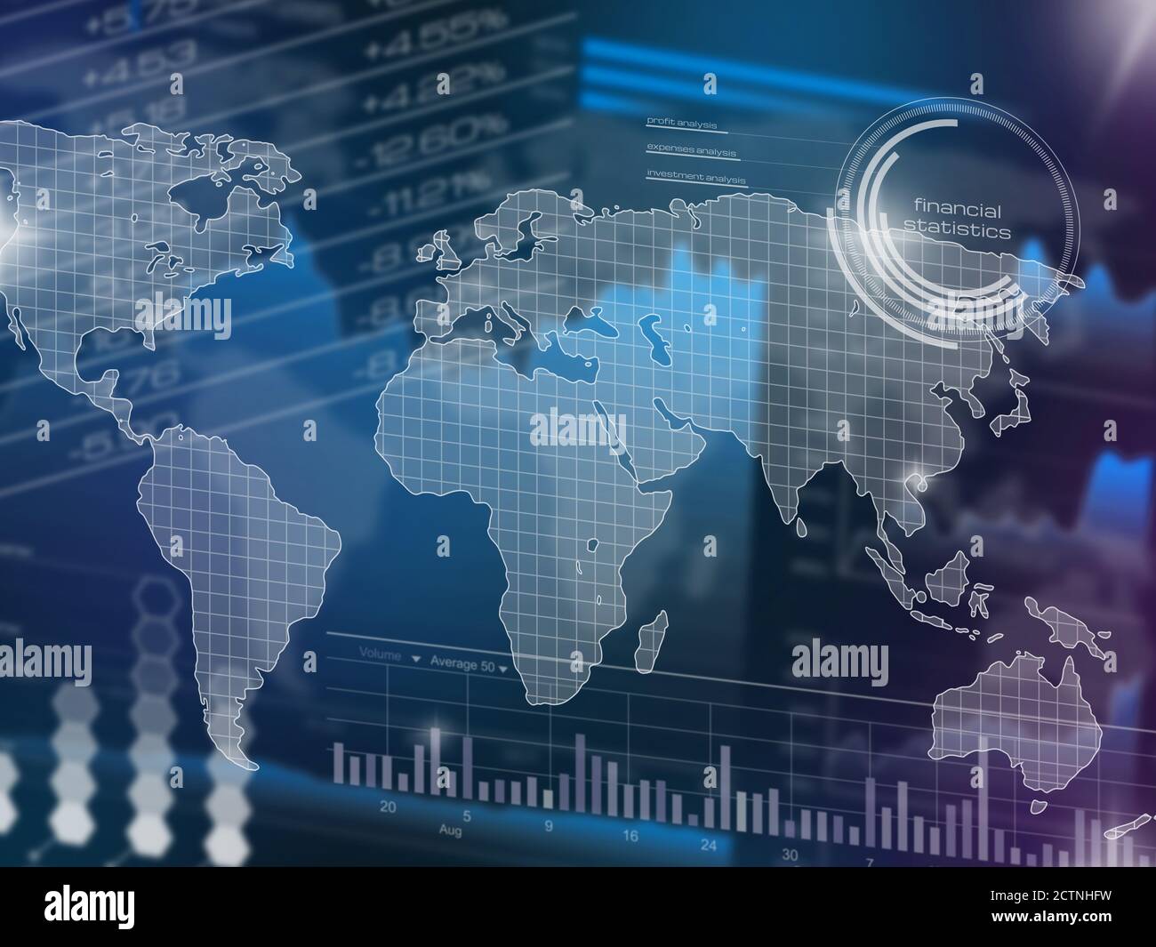 Abstract Stock Market Chart Referenzkarte : http://veimages.gsfc.nasa.gov/3446/lcc global 2048.jpg verwendete Software: Adobe Photoshop CS6 erstellt am 28.1 Stockfoto