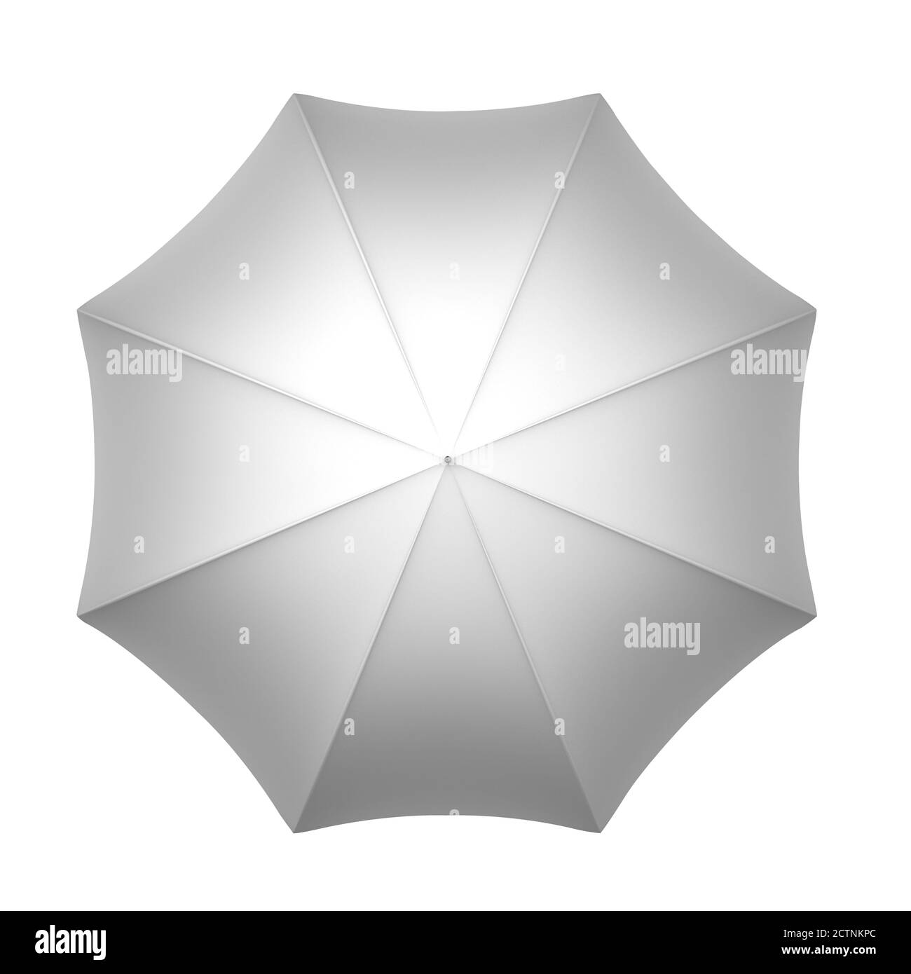 Weißer Regenschirm isoliert auf Weiß Stockfoto