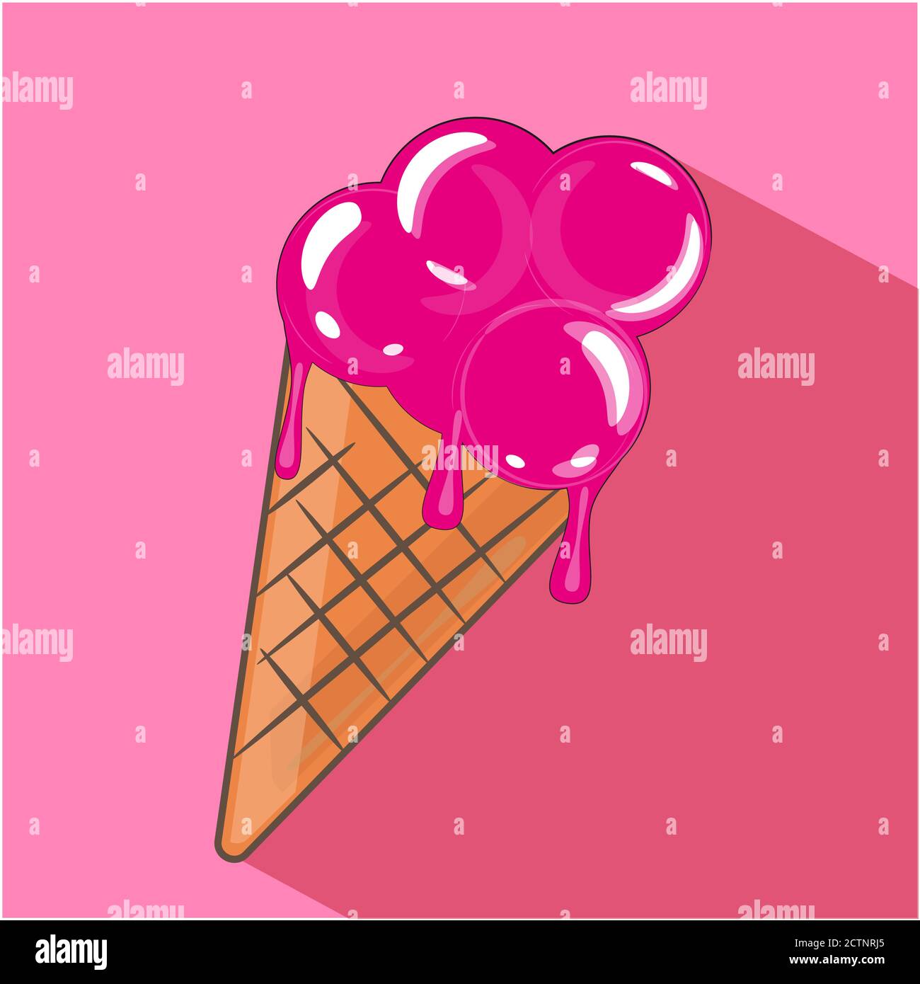 Pink Ice Cream Vektor-Illustration auf einem rosa Hintergrund Stock Vektor