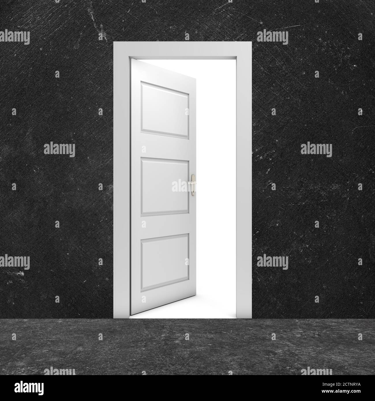 Offene Tür in einem dunklen Raum Stockfoto
