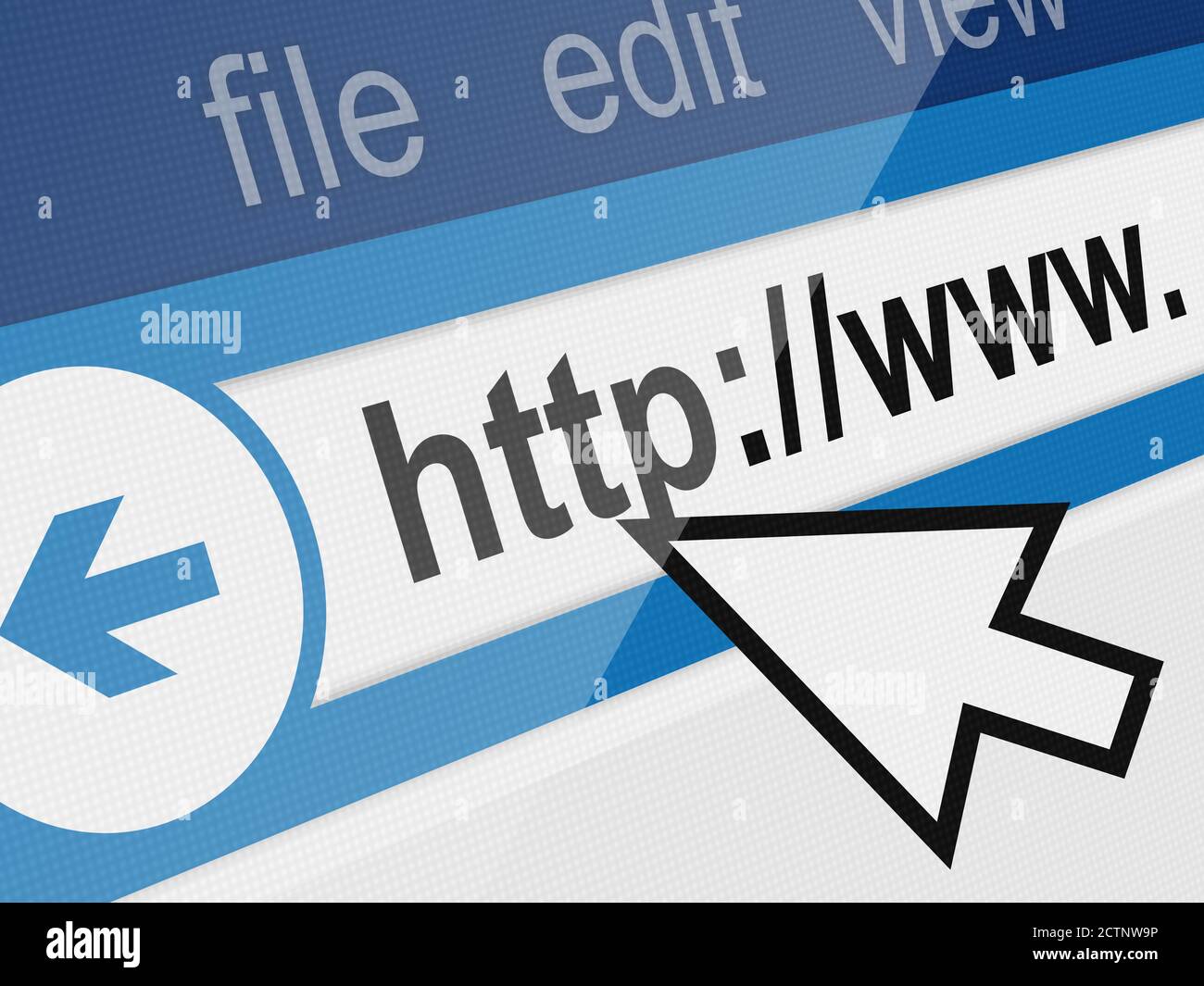 Pfeil auf url auf Webseite Stockfoto