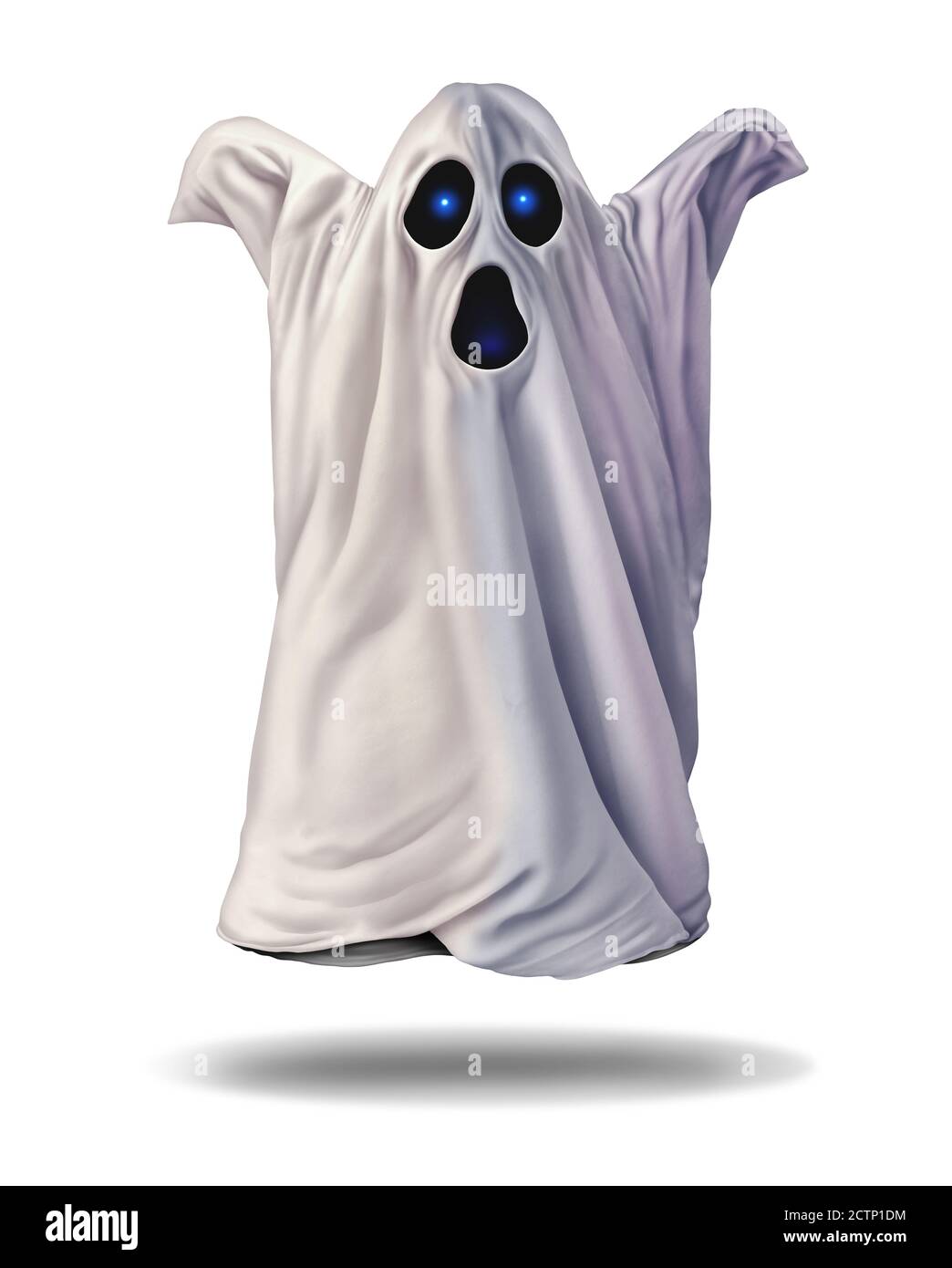 Ghost isoliert auf einem weißen Hintergrund in einem 3D-Illustrationsstil. Stockfoto
