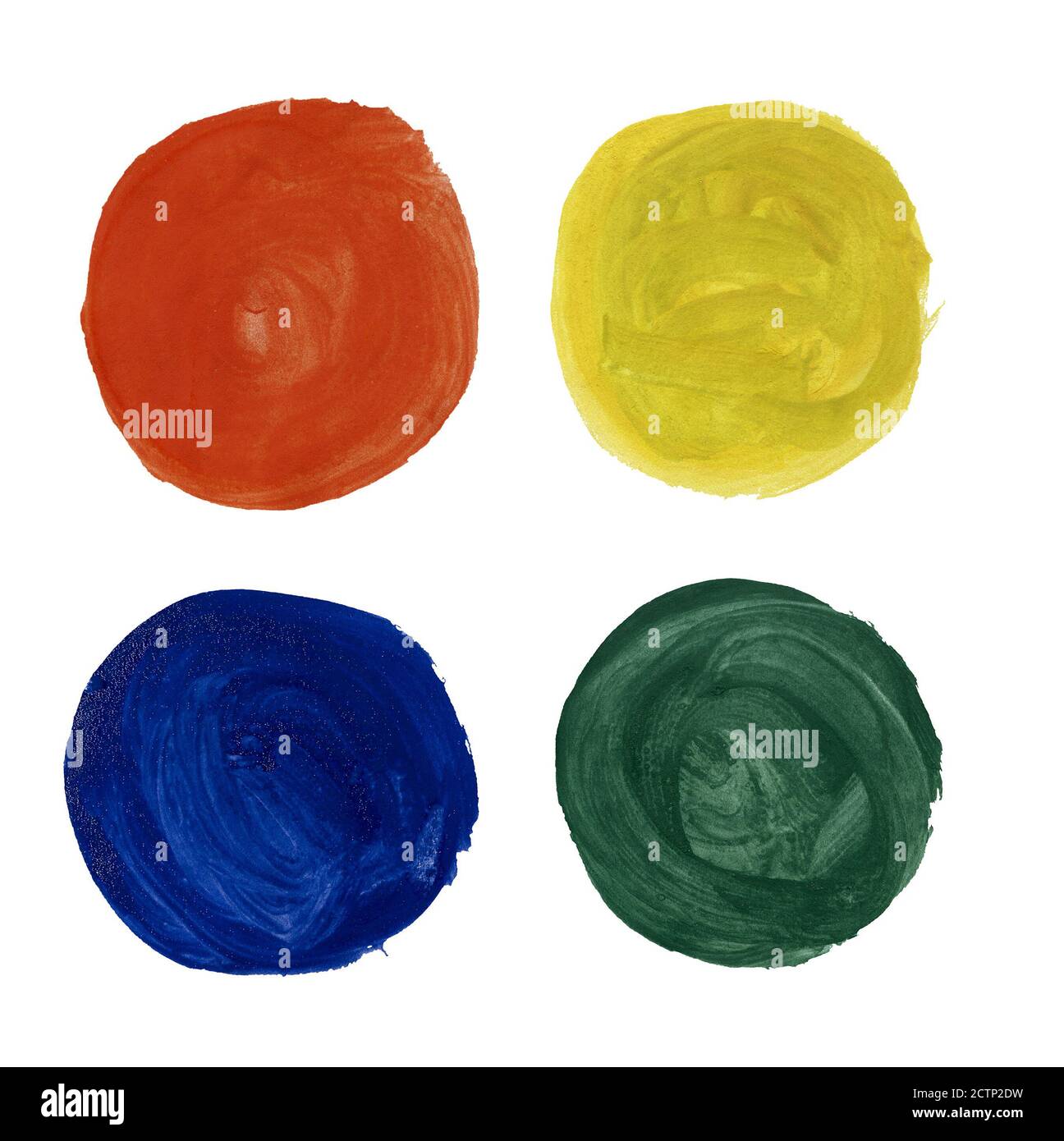 4 schöne helle Aquarell-Design-Elemente auf weiß isoliert. Stockfoto