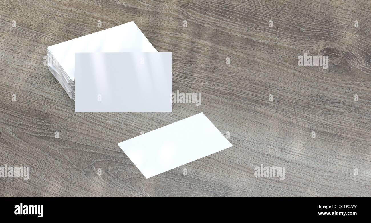 Modell Visitenkarte auf Holzhintergrund 3D-Rendering Stockfoto